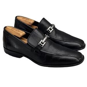 Johnston & Murphy Black Leather Horsebit Almond Toe Slip On Dressy Loafer Men 9